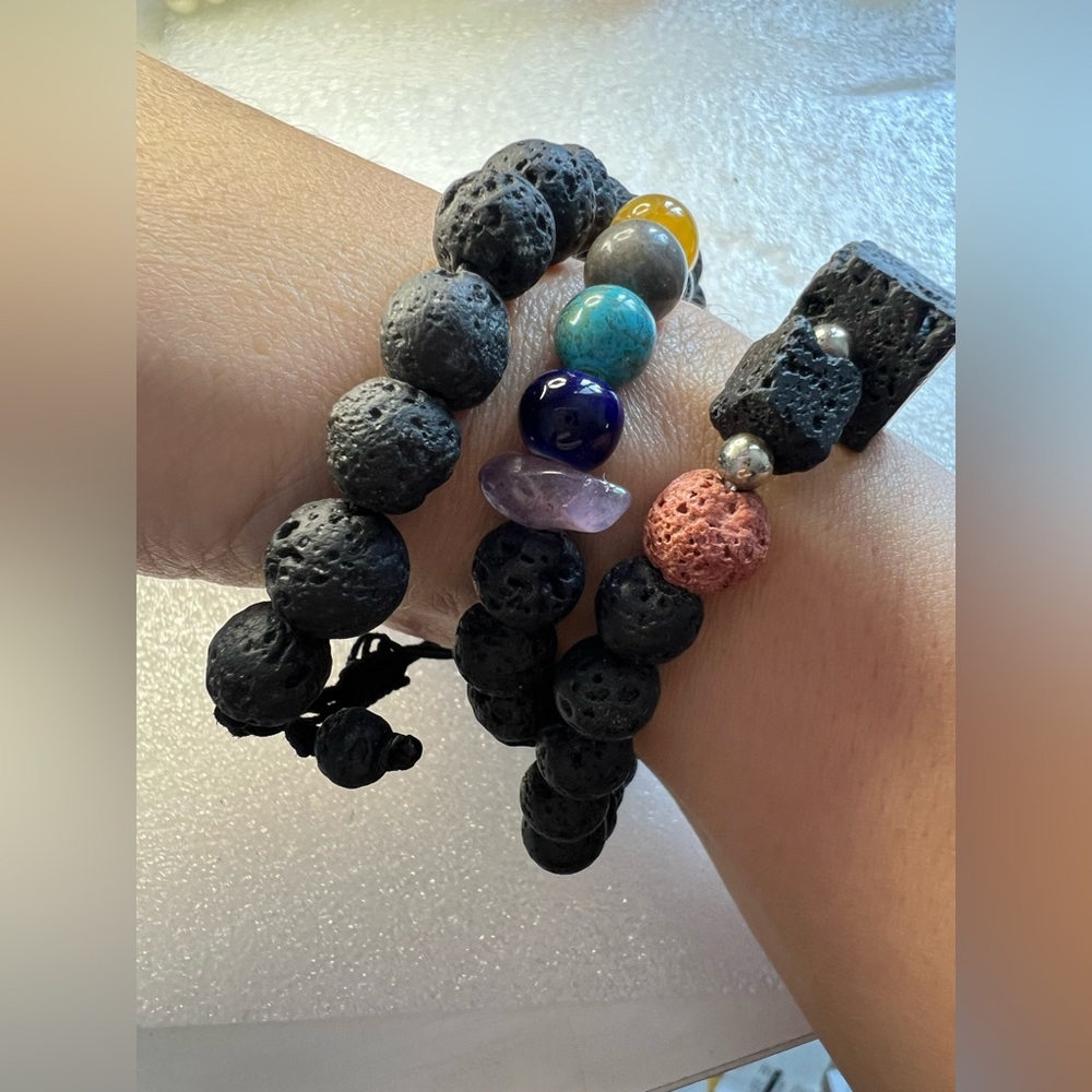 Black lava stone bracelets SET 3